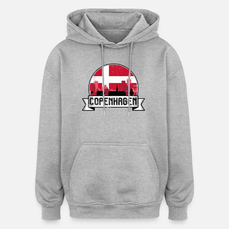 Badge Skyline de Copenhague - Sweat à capuche oversize unisexe - gris chiné
