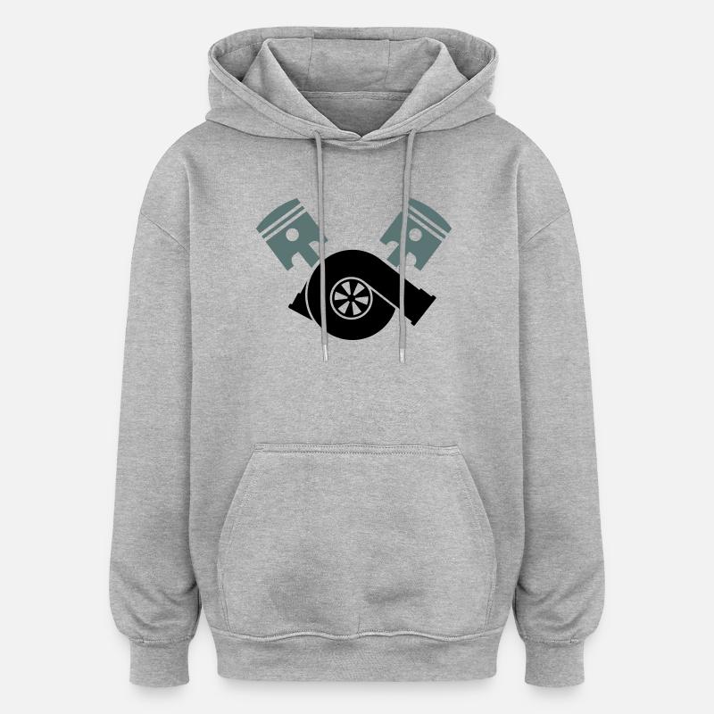 Turbocompresseur à piston moteur - Sweat à capuche oversize unisexe - gris chiné