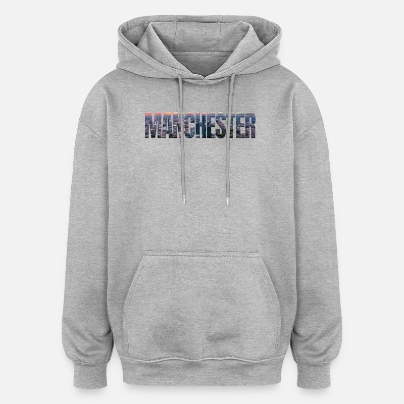 Ligne d’horizon de Manchester - Sweat à capuche oversize unisexe - gris chiné