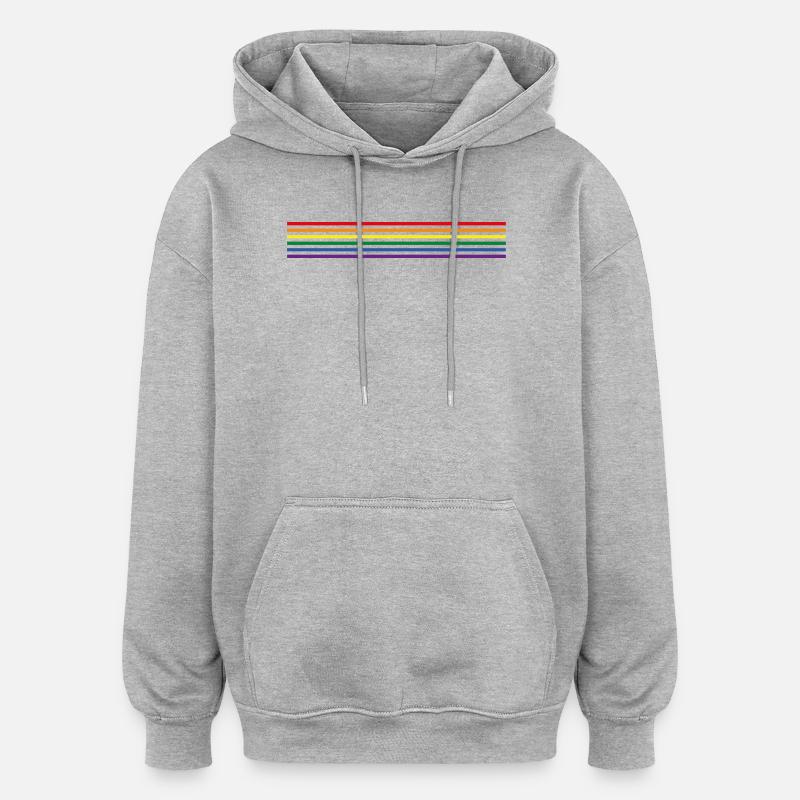 Drapeau arc-en-ciel (rayures, minimaliste) - Sweat à capuche oversize unisexe - gris chiné