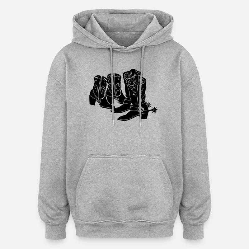 Bottes occidentales pour hommes féminins - Sweat à capuche oversize unisexe - gris chiné