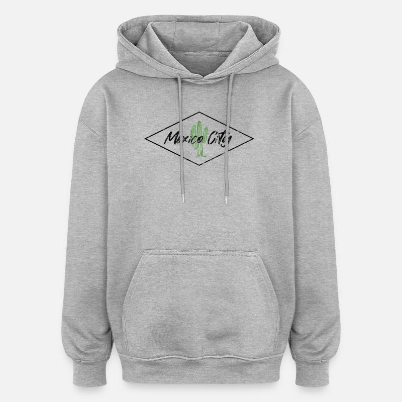 Œuvres d’art du cactus à Mexico - Sweat à capuche oversize unisexe - gris chiné