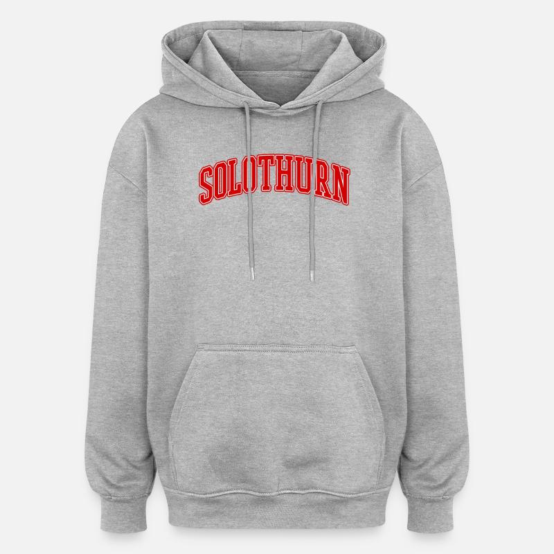 SLOTHURN Hochschulbogen Schriftzug - Oversized Unisex Hoodie - Grau meliert