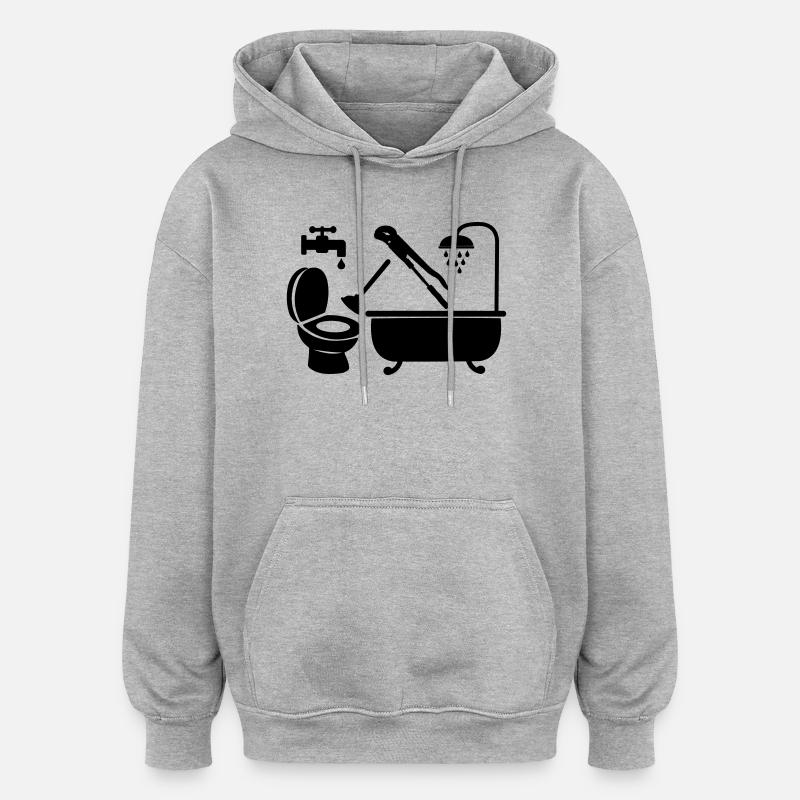 Logo plombier entreprise - Sweat à capuche oversize unisexe - gris chiné