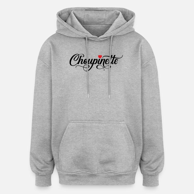 Choupinette - Sweat à capuche oversize unisexe - gris chiné