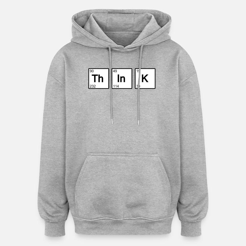 Think (weiß) - Oversized Unisex Hoodie - Grau meliert