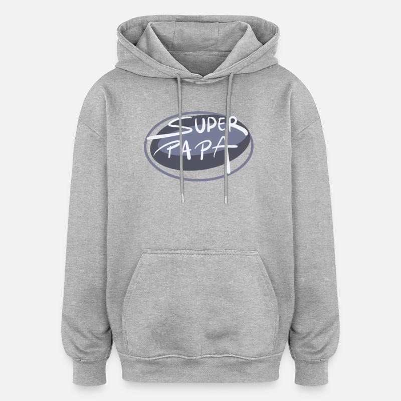 Super papa - Sweat à capuche oversize unisexe - gris chiné