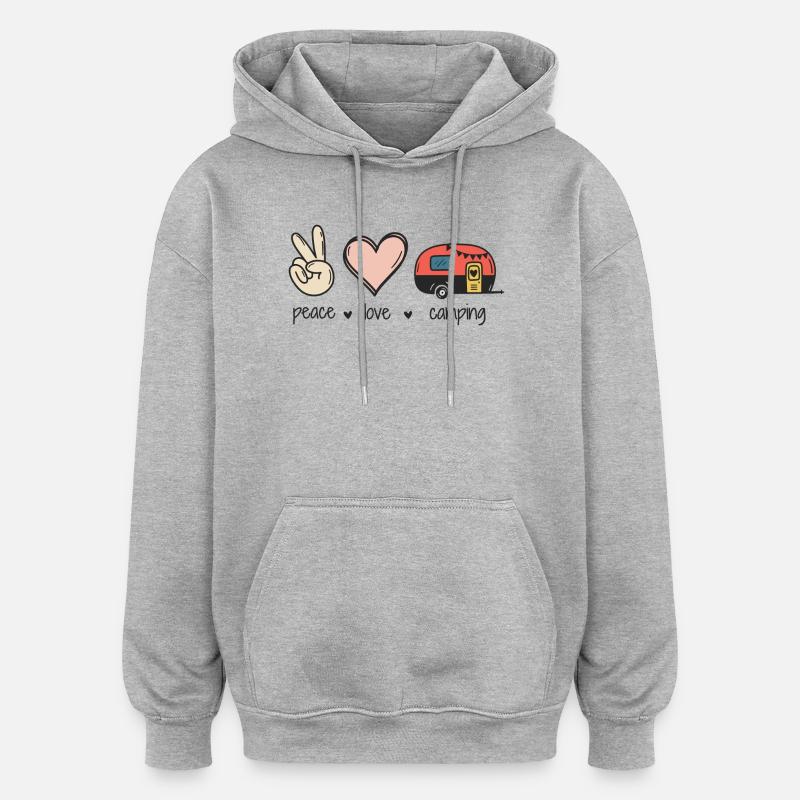 Paix Amour Camping - Sweat à capuche oversize unisexe - gris chiné
