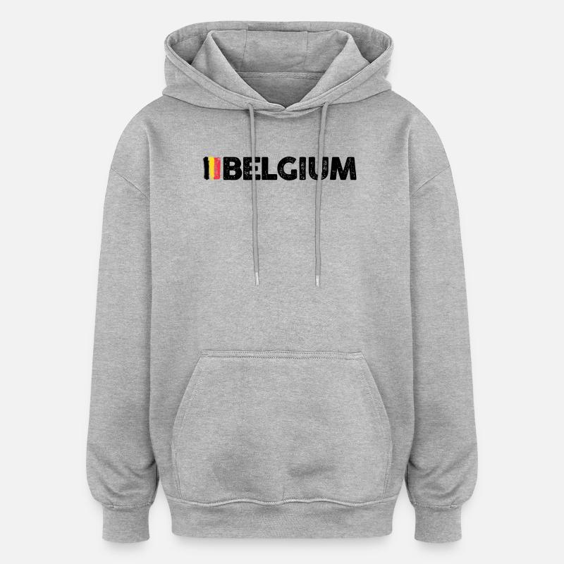 Drapeau de la Belgique - Sweat à capuche oversize unisexe - gris chiné
