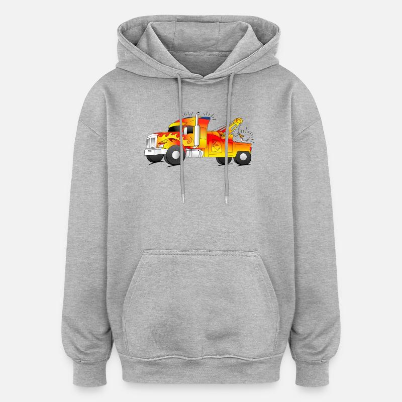 cooler Abschleppwagen Abschlepper LKW - Oversized Unisex Hoodie - Grau meliert