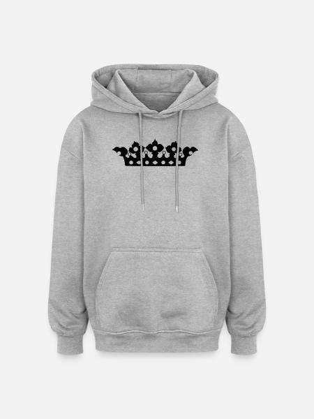 Goldene Krone mit Perlenschirm - Oversized Unisex Hoodie - Grau meliert