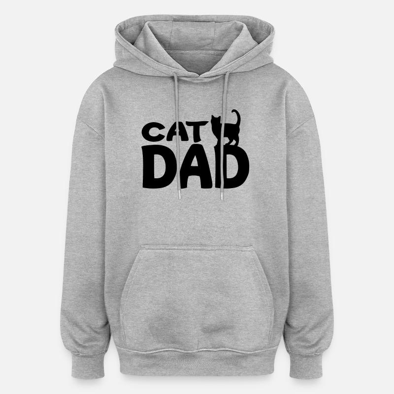 Cat Dad - Sweat à capuche oversize unisexe - gris chiné