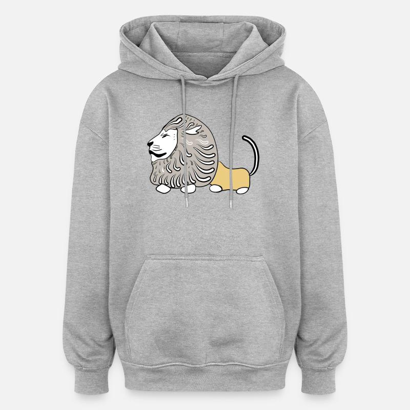 LION VECTER - Sweat à capuche oversize unisexe - gris chiné
