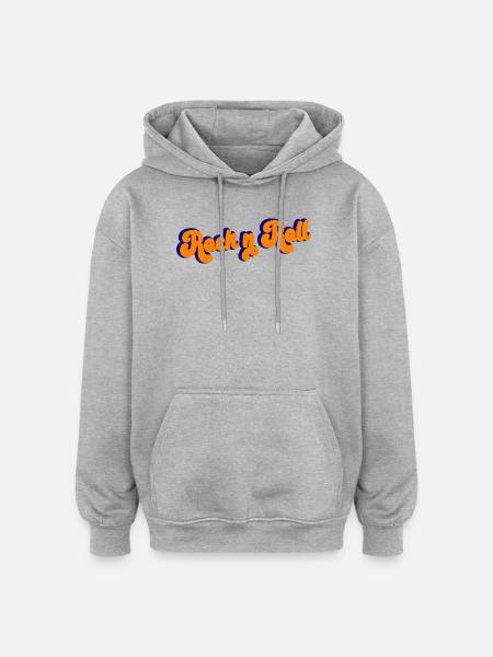 Rock and Roll Design Retro - Oversized Unisex Hoodie - heather grey