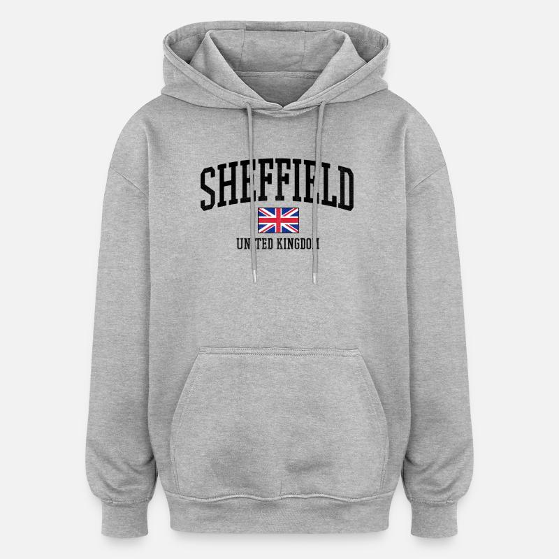 Sheffield, Royaume-Uni, drapeau vieilli - Sweat à capuche oversize unisexe - gris chiné