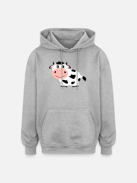 Cow black and white comic - Oversized Unisex Hoodie - heather grey
