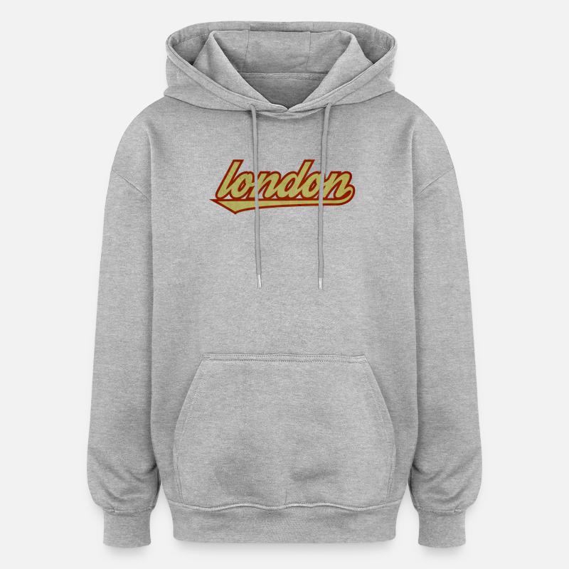 Logo rétro en écriture londonienne - Sweat à capuche oversize unisexe - gris chiné
