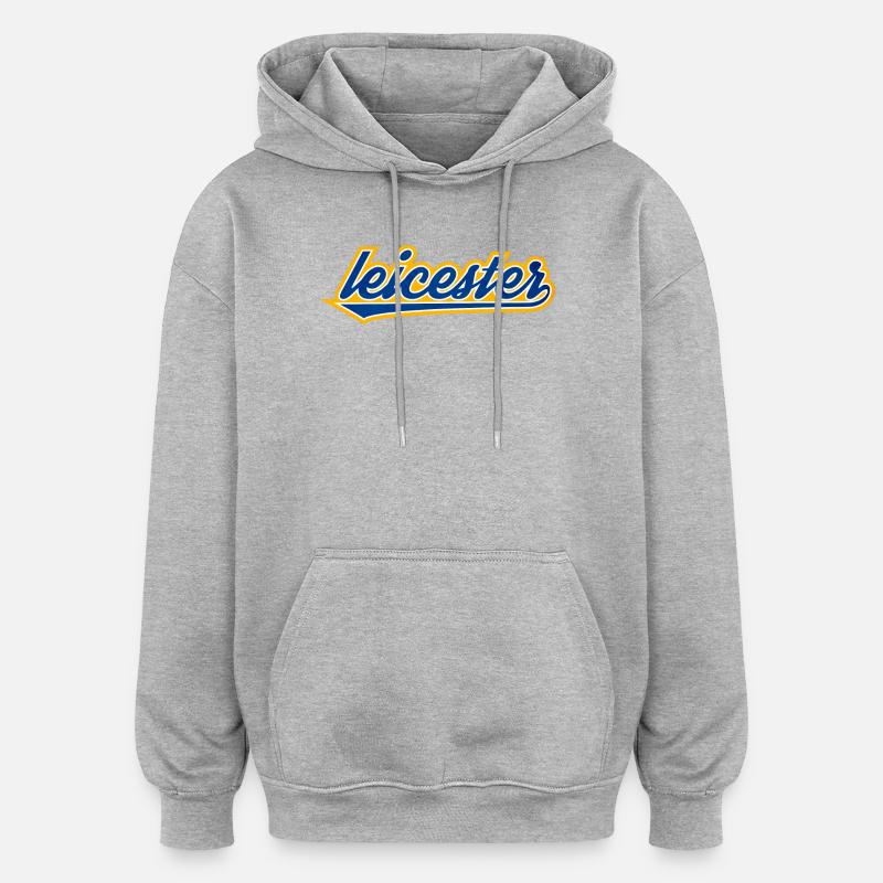 Leicester Script Swoosh sur les vêtements - Sweat à capuche oversize unisexe - gris chiné