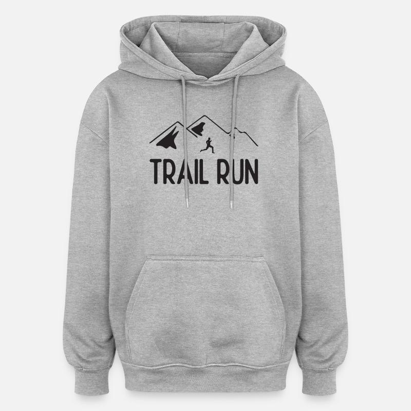 Course de sentier - Sweat à capuche oversize unisexe - gris chiné