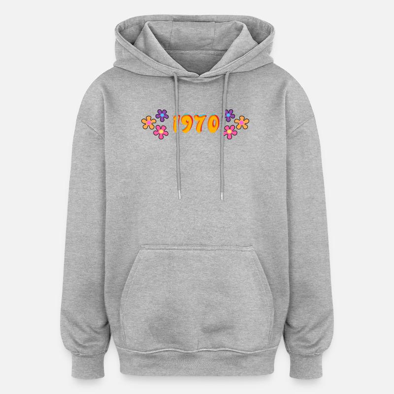 1970 hippie style - Sweat à capuche oversize unisexe - gris chiné