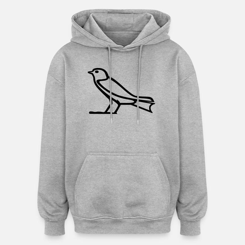 Vogel-Hieroglyphe - Oversized Unisex Hoodie - Grau meliert