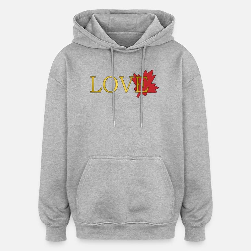 Amour Feuille d'érable du canada - Sweat à capuche oversize unisexe - gris chiné