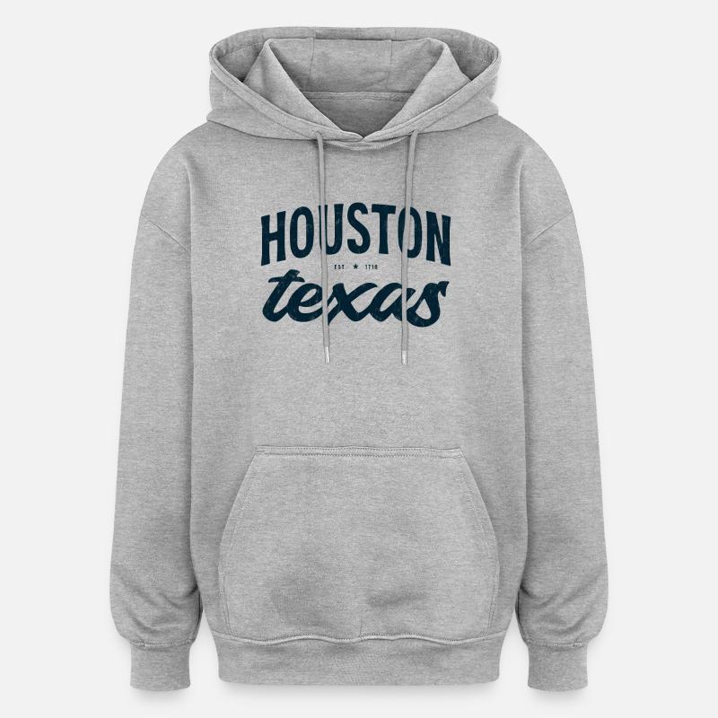 T-shirt Emblem Script de Houston Texas - Sweat à capuche oversize unisexe - gris chiné