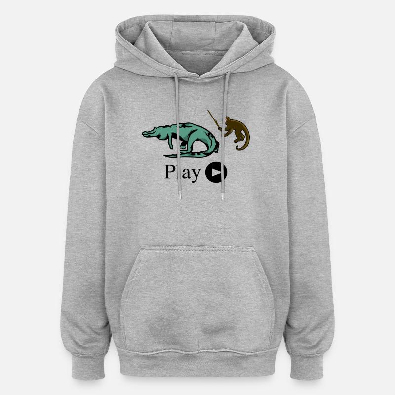 Singe et crocodile - Sweat à capuche oversize unisexe - gris chiné