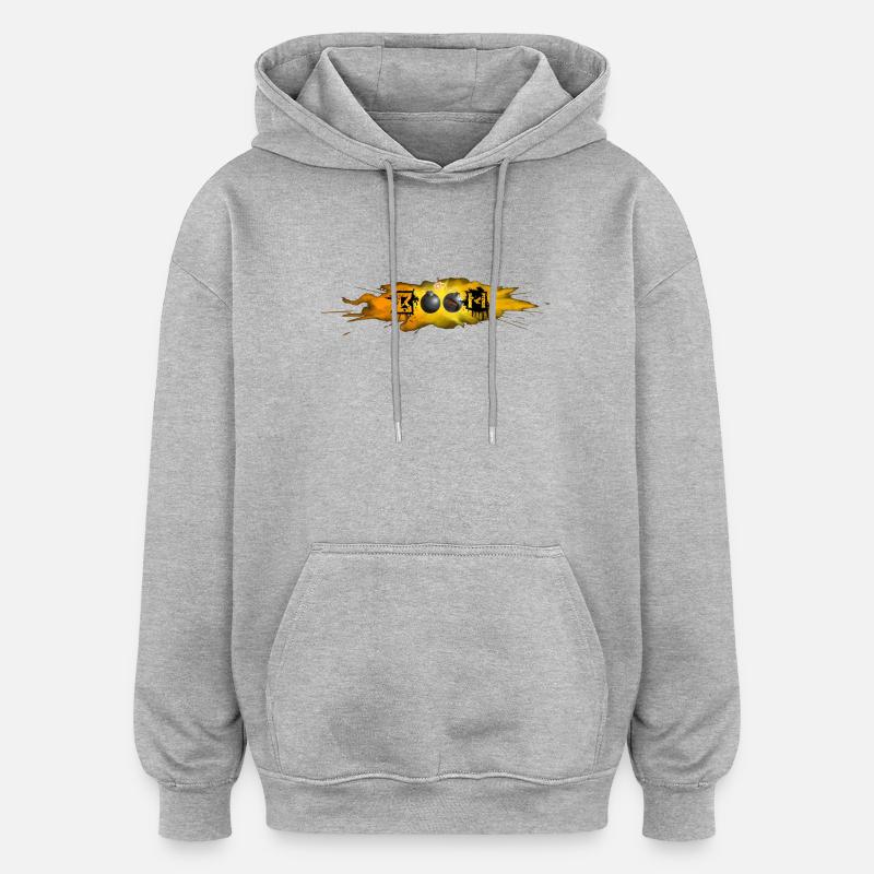 BOOM - Sweat à capuche oversize unisexe - gris chiné