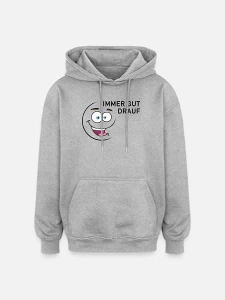 Immer gut drauf | smiley - Oversized Unisex Hoodie - Grau meliert