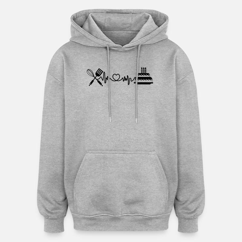 Cuisine cardio fréquence cardiaque - Sweat à capuche oversize unisexe - gris chiné
