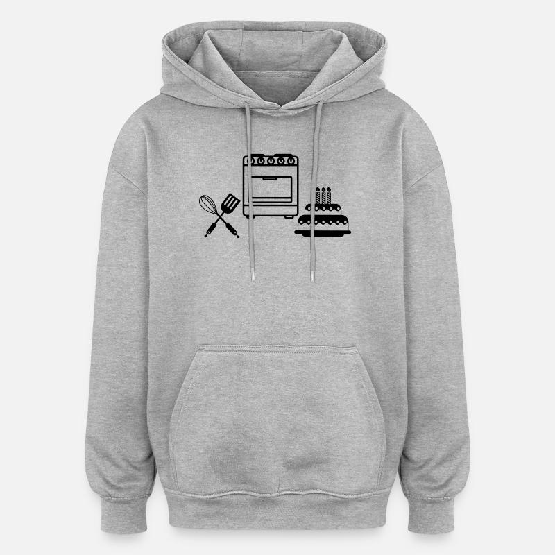 Faire un gâteau - Sweat à capuche oversize unisexe - gris chiné