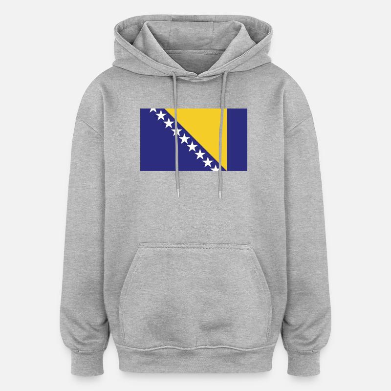 Drapeau H de Bosnie - Sweat à capuche oversize unisexe - gris chiné