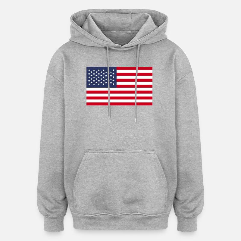 Drapeau des États-Unis - Sweat à capuche oversize unisexe - gris chiné