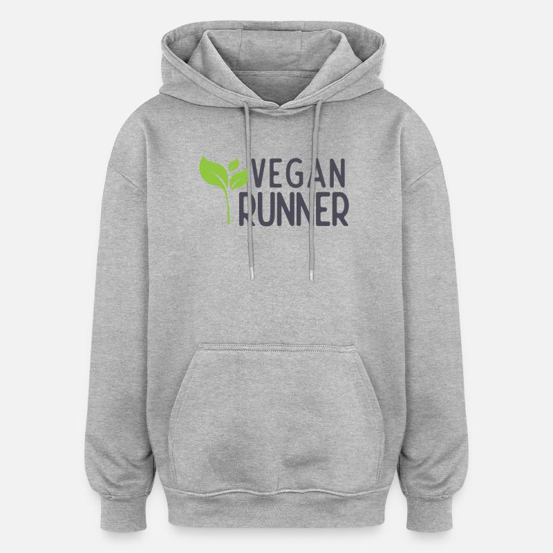 Coureur végétalien - Sweat à capuche oversize unisexe - gris chiné