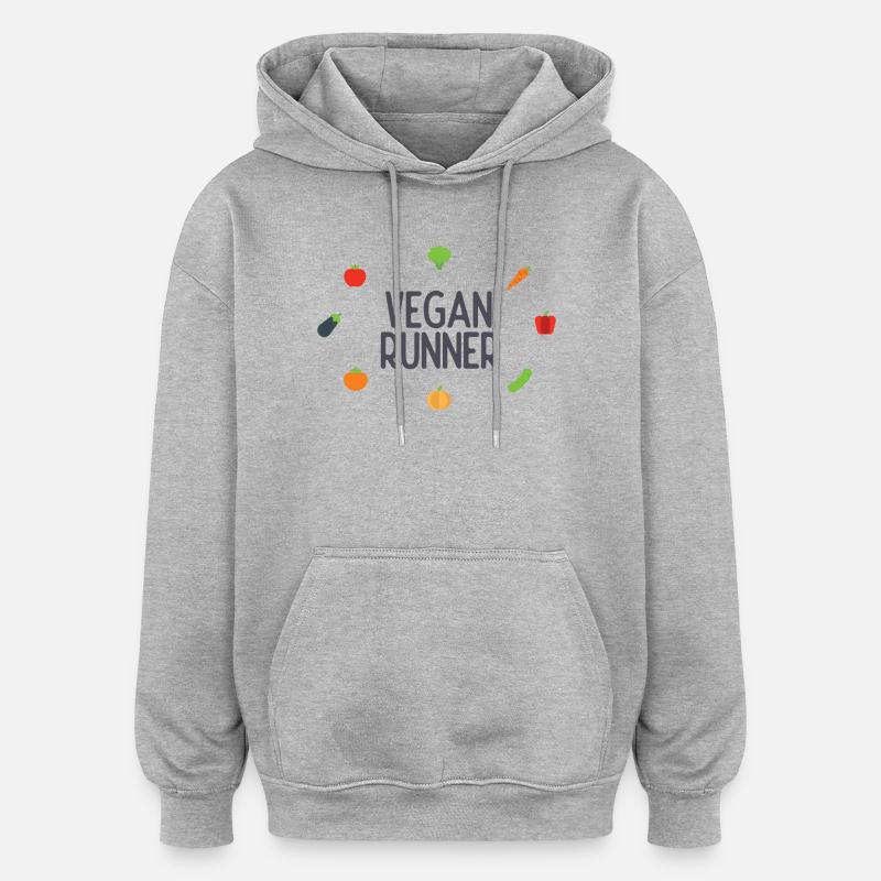 Coureur végétalien - Sweat à capuche oversize unisexe - gris chiné