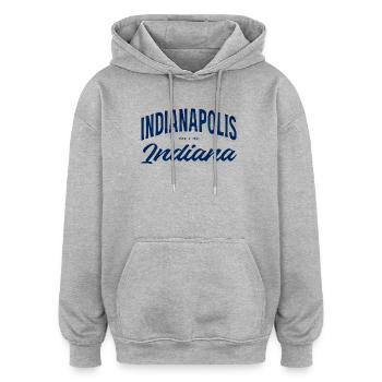 Indy Vintage Indianapolis Script - Oversized Unisex Hoodie - heather grey - Front - Noah (186cm)