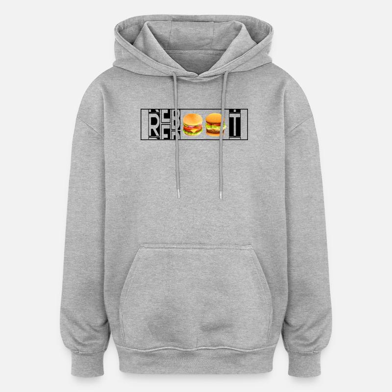 REBOOT - Sweat à capuche oversize unisexe - gris chiné