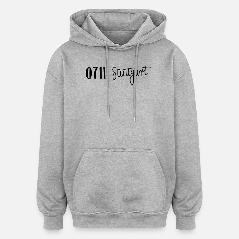 0711 Stuttgart, Germany - Oversized Unisex Hoodie - heather grey