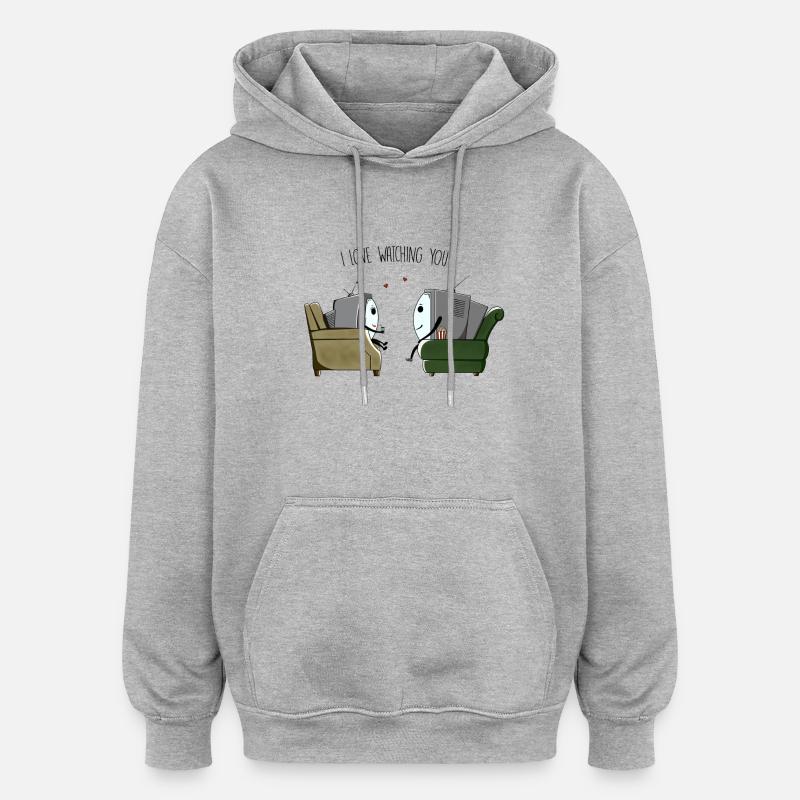 J’adore te regarder - Sweat à capuche oversize unisexe - gris chiné