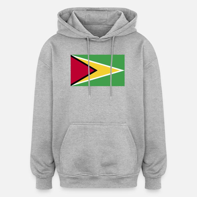 Drapeau national du Guyana - Sweat à capuche oversize unisexe - gris chiné