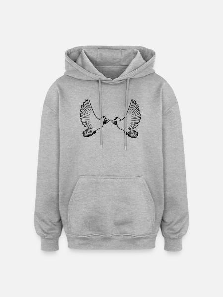 Two pigeons transparent - Oversized Unisex Hoodie - heather grey
