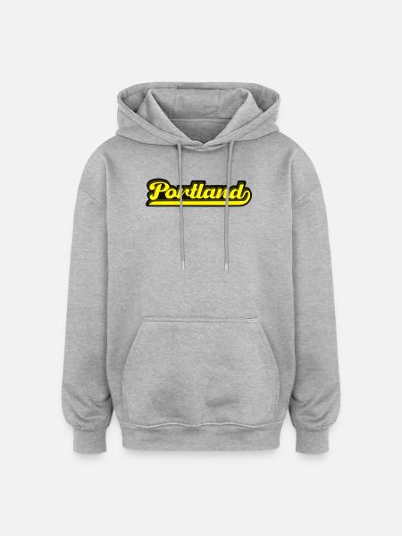 Retro Portland Oregon lettering - Oversized Unisex Hoodie - heather grey
