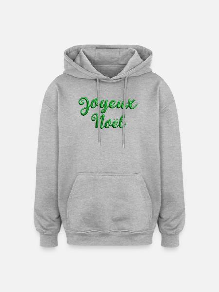 Joyeux Noël Vert Sapin - Sweat à capuche oversize unisexe - gris chiné
