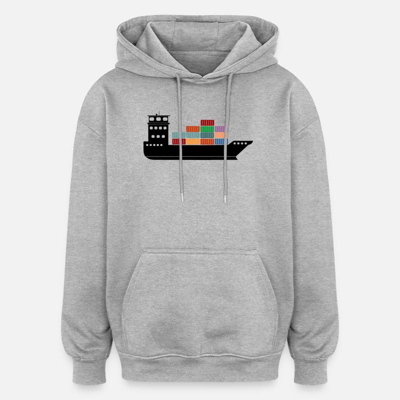 Seecontainerschiff oder Boot mit Containern - Oversized Unisex Hoodie - Grau meliert