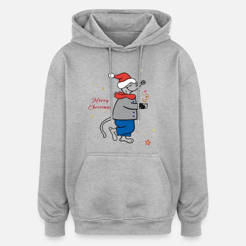 Joyeux Noël, Avent - Sweat à capuche oversize unisexe - gris chiné