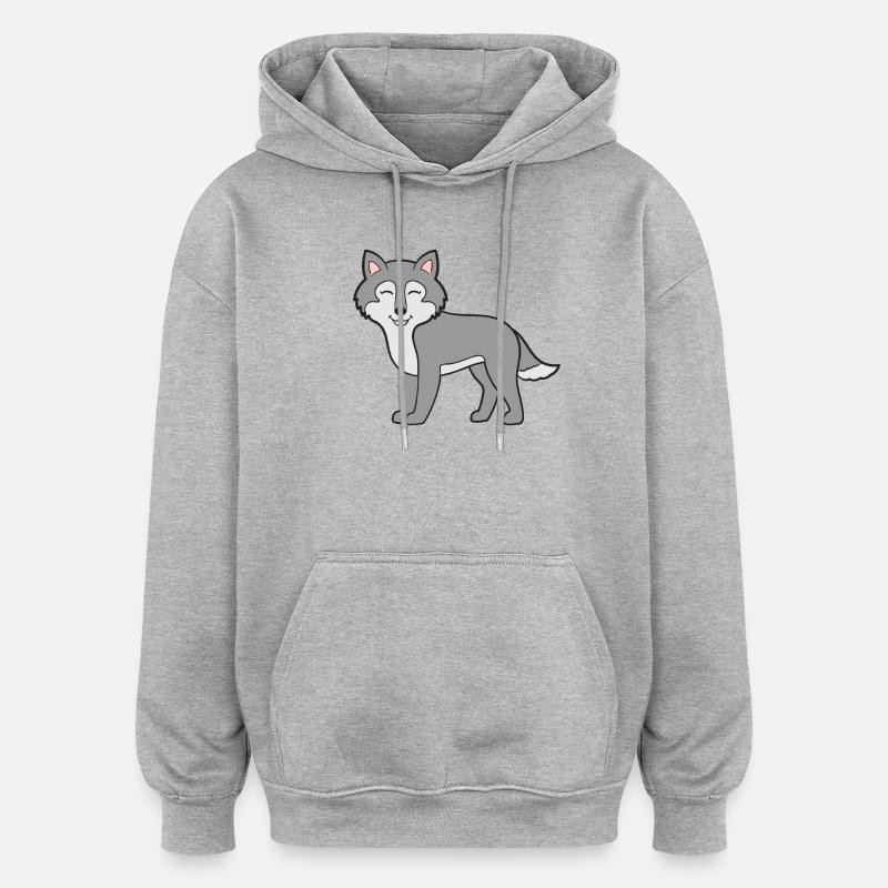 Loups-loups - Sweat à capuche oversize unisexe - gris chiné