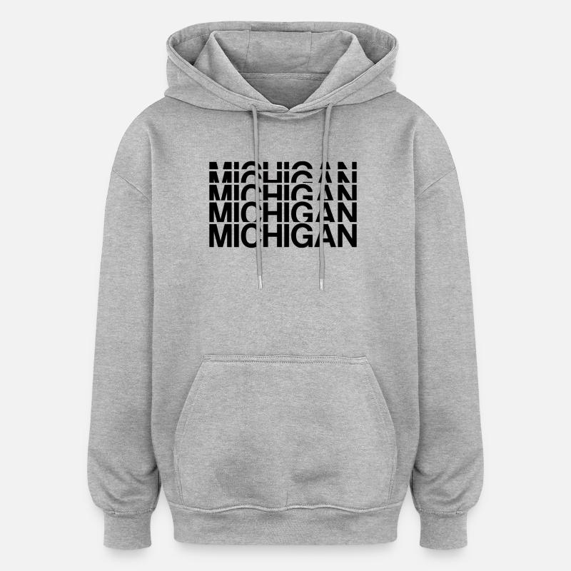 Séquence de la ligne du Michigan - Sweat à capuche oversize unisexe - gris chiné