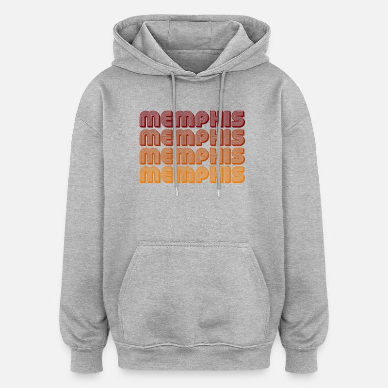 Memphis Gradient Text Repeat - Oversized Unisex Hoodie - heather grey
