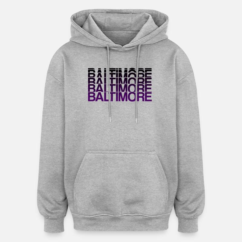 Style dégradé violet de Baltimore - Sweat à capuche oversize unisexe - gris chiné